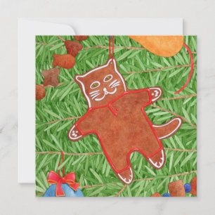 GATINHO DE BISCOITO DE GENGIBRE Cartão Quadrado Pl