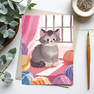 Gatinho de Bola de Fio   Cartão Postal de Gato em 
