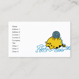 Gatinho De Cartoon Bonito Com Cartão De Nome De Bo