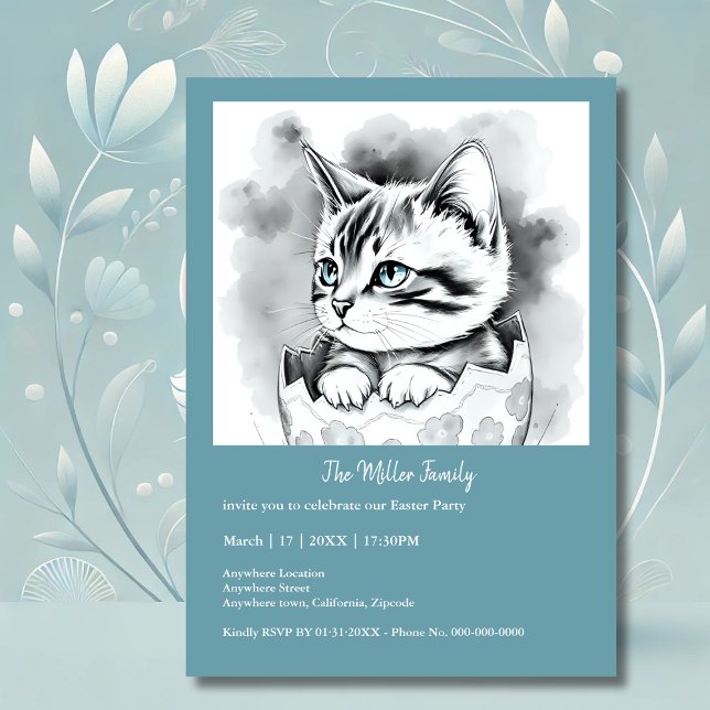 Gatinho de Páscoa branca em Floral Eggshell (Criador carregado)