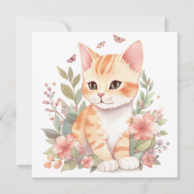 Gatinho de Tábua Laranja-Coca-Coluna com Flores Aq (Frente)