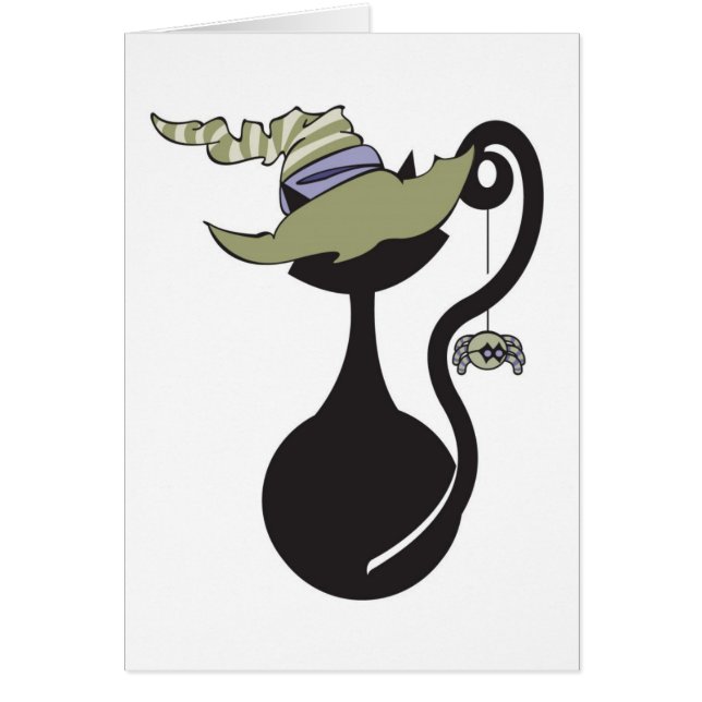 Gatinho de Witchy no cartão verde do chapéu (Frente)