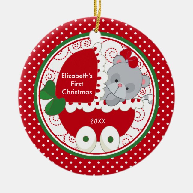 Gatinho do precioso dos enfeites de natal do bebê (Frente)