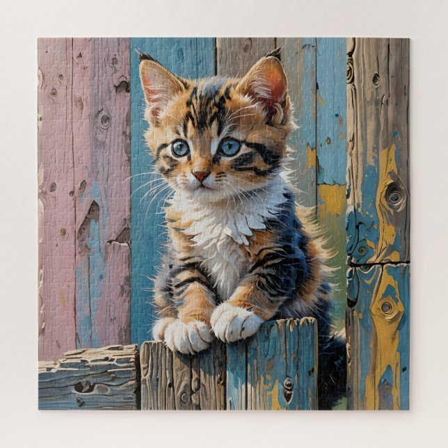 Gatinho em um Quebra-cabeça de cerca (Vertical)