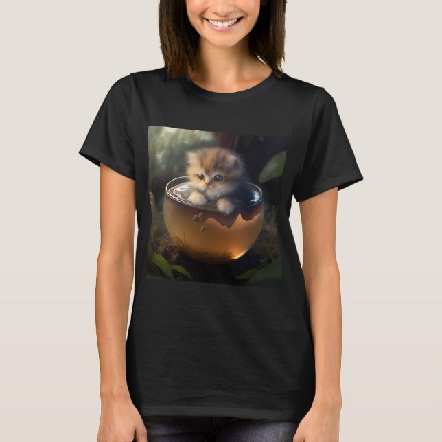 Gatinho em um teacup - Camisa de Gato (Frente)