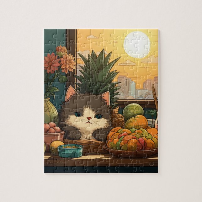 Gatinho em uma cesta na Quebra-cabeça do Sol (Vertical)
