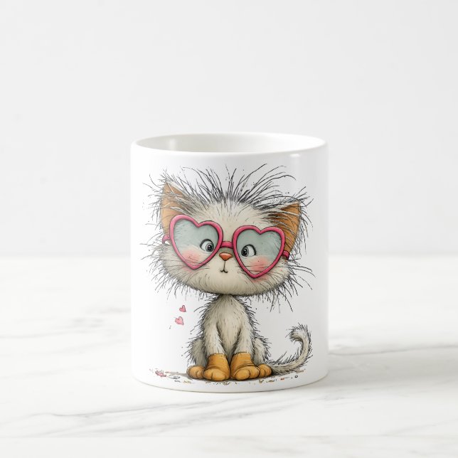 Gatinho fofo e carinhoso em caneca de café (Centro)
