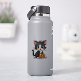 Gatinho Fofo Preto e Branco Assustador – Adesivo d