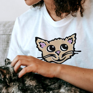Gatinho / gata cara doce, camiseta gráfica feliz