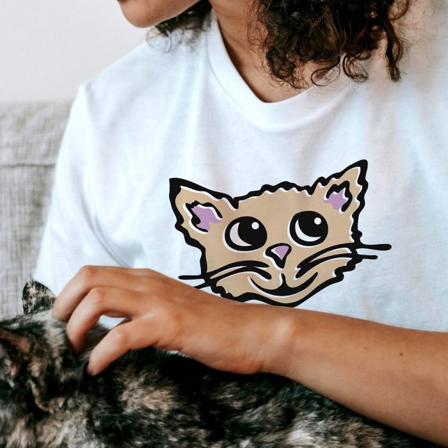 Gatinho / gata cara doce, camiseta gráfica feliz (Criador carregado)