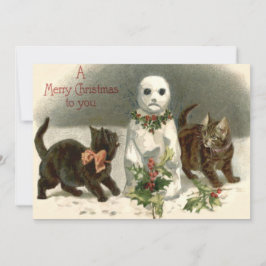 Gatinho Gato Curioso Boneco de Neve Coroa de Azevi