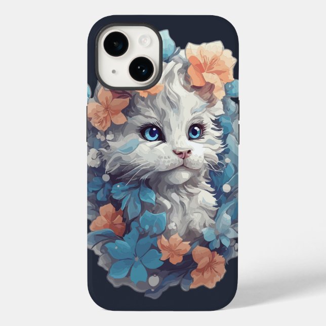 Gatinho Gato Floral Branco Fofo (Verso)