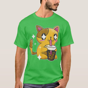 Gatinho Kawaii Boba Tea Cat Japão T-Shirt