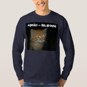 Gatinho "MENTE =" t-shirt FUNDIDO da Longo-Capa
