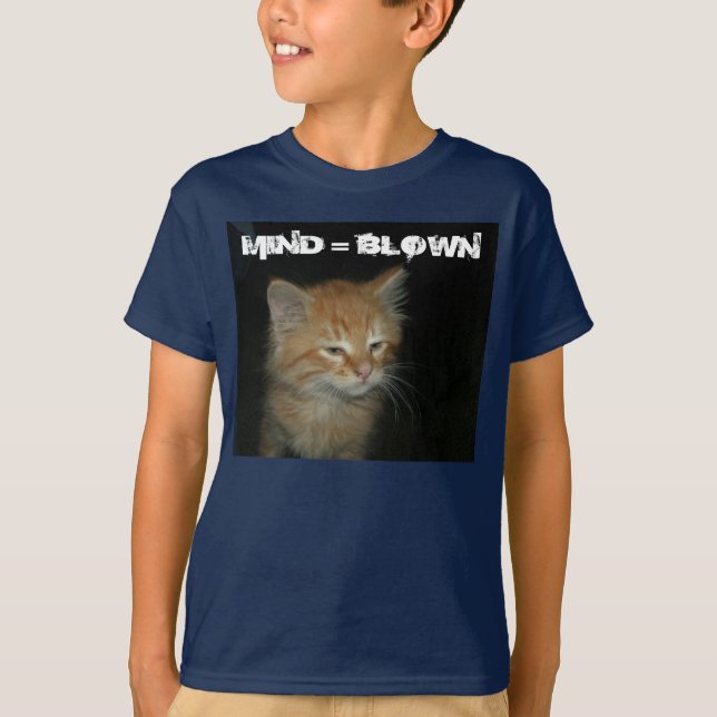 Gatinho "MIND = BLOWN" Crianças de T-Shirt Básico (Frente)