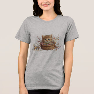 Gatinho na cesta - Design de camiseta de gato giro