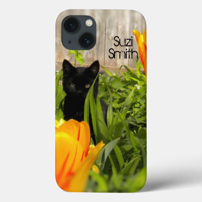 Gatinho Negro no caso de ar no jardim (Verso)