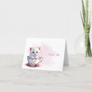 Gatinho no Cartões de agradecimentos de Flores Ros