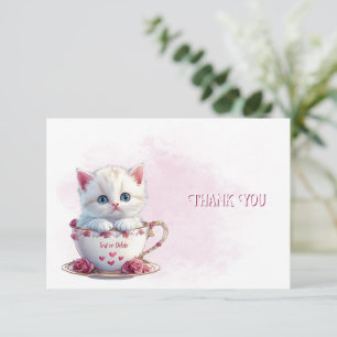 Gatinho no Cartões de agradecimentos de Flores Ros
