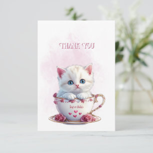 Gatinho no Cartões de agradecimentos de Flores Ros