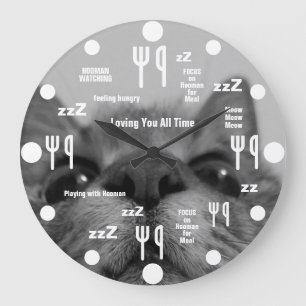 Gatinho preto e branco - relógio grande de 17 ano