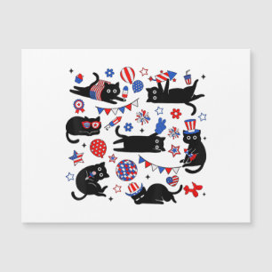 Gatinho Preto Fofo Bandeira dos EUA Fogueira Patri