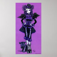 Gatinho Púrpura Gótica Vitoriana Anjo Poster