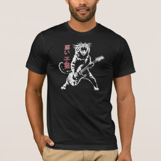 Gatinho ruim na camiseta japonesa Kanji T