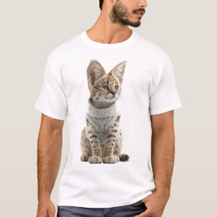 Gatinho Serval Adorável em Suéter de Tricô
