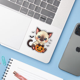 Gatinho Siames Playful – Adesivo Fofo de Halloween