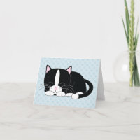 Gatinho Sonolento {Gato Tuxedo} Notas de Agradecim
