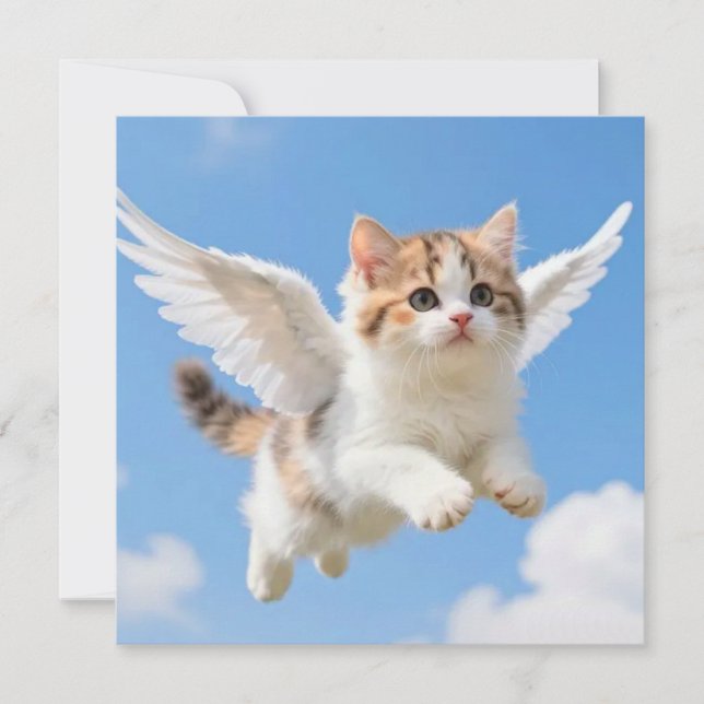 Gatinho Voador Fofo Calico Tabby Céu Azul (Frente)