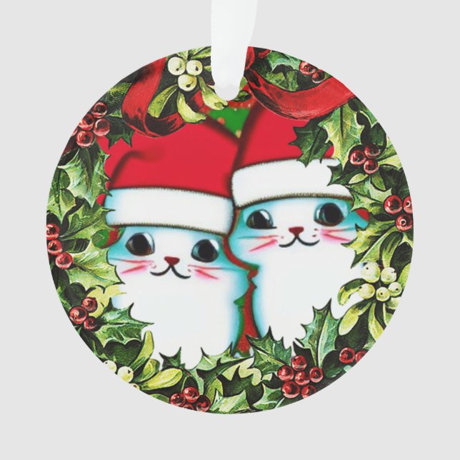 Gatinhos de Natal bonitos em ornamento acrílico de (Frente)