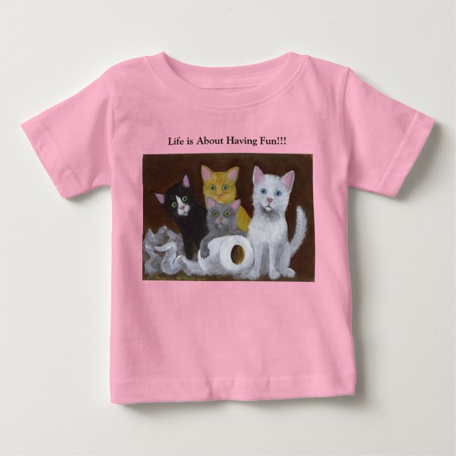 Gatinhos divertidos Bebê T-Shirt (Frente)