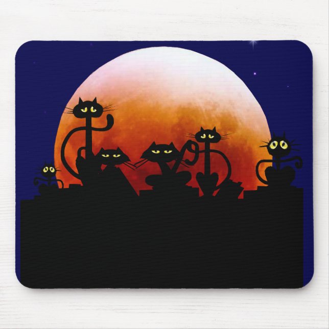 Gatinhos do Dia das Bruxas e lua Mousepad do Dia (Frente)