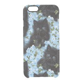Gatinhos Pretos Fluffy com capas de iphone Azul