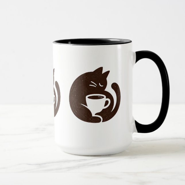 Gato Aconchegante e Xícara de Café (Direita)