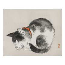 Gato adormecido de Kōno Bairei
