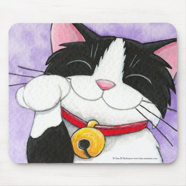 Gato afortunado bonito Mousepads do smoking de (Frente)