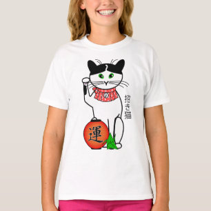 Gato afortunado com t-shirt da lanterna