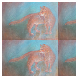 gato alaranjado vermelho no tecido azul