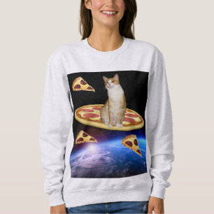 GATO ANDANDO UMA PIZZA EM T-shirts engraçadas ESP