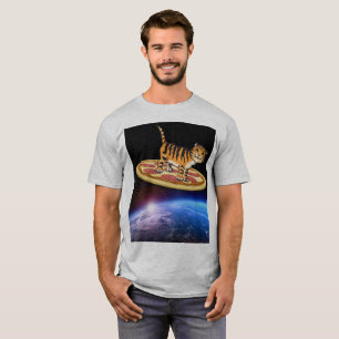GATO ANDANDO UMA PIZZA EM T-shirts engraçadas ESPA