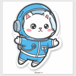 Gato Astronauta Fofo Kawaii Adesivo 14x14
