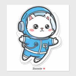 Gato Astronauta Fofo Kawaii Adesivo 8x8