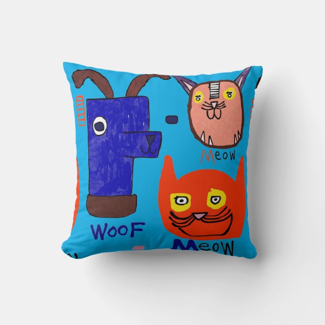 Gato Au Au Almofada Doodle (Frente)