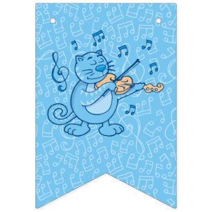Gato Azul com Bandeiras para Bunting Violin