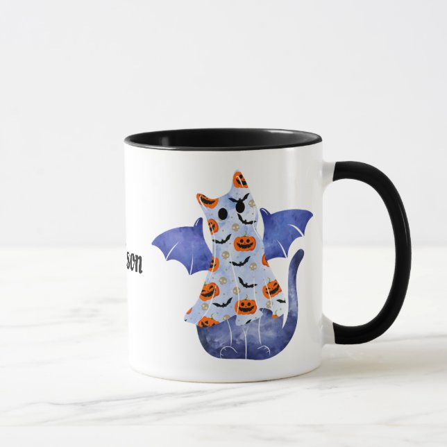 Gato Azul Cujo Gato É De Halloween Uma Caneca (Direita)