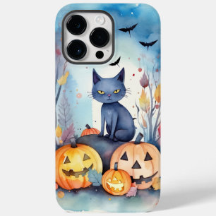 Gato Azul Oriental do Halloween com Abóboras Assus
