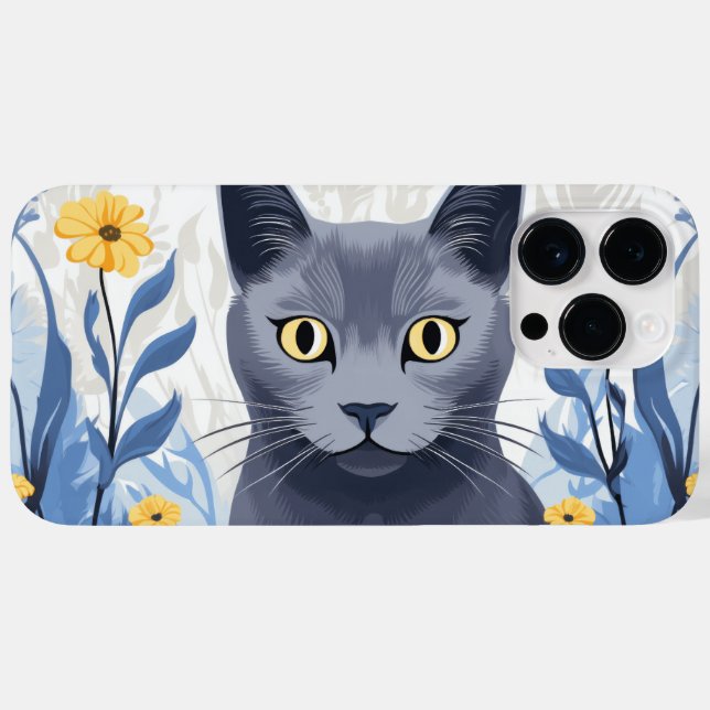Gato Azul Russo Flores Amarelas (Verso (horizontal))
